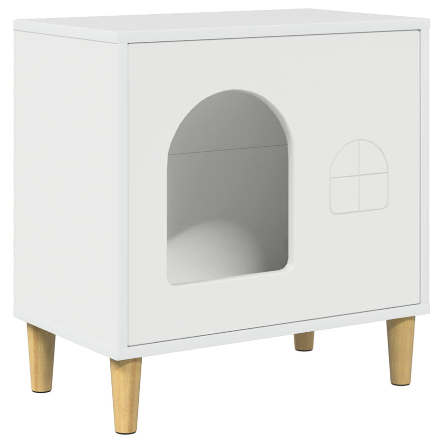 Kattenhuis Glanzend Wit 51 X 30 X 52 Cm Bewerkt Hout Hoogglans wit