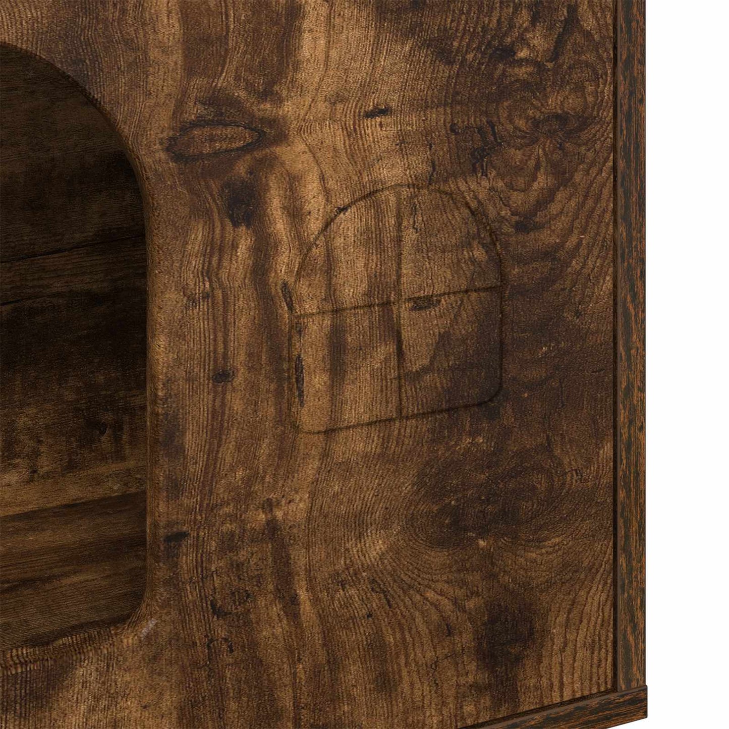 Kattenhuis 51 X 30 X 52 Cm Bewerkt Hout Gerookt eiken