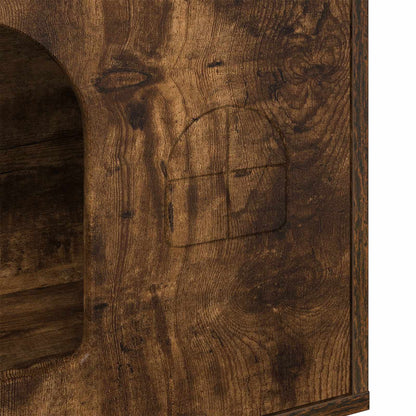 Kattenhuis 51 X 30 X 52 Cm Bewerkt Hout Gerookt eiken
