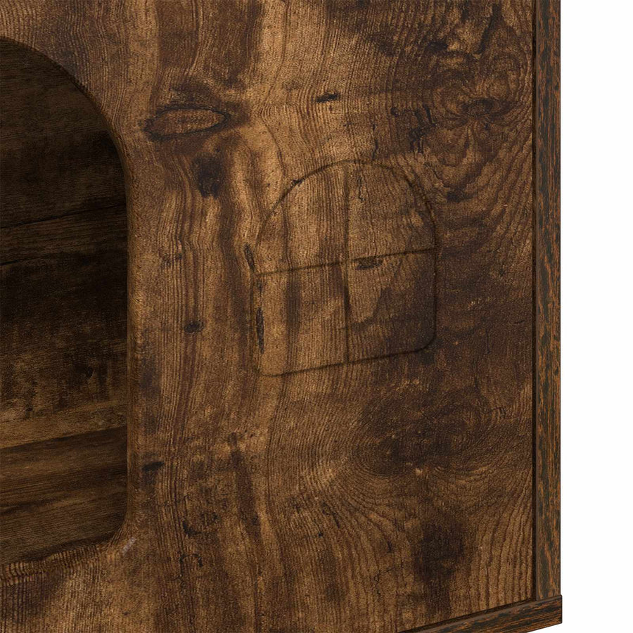 Kattenhuis 51 X 30 X 52 Cm Bewerkt Hout Gerookt eiken