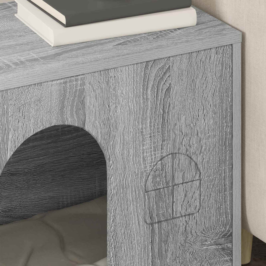 Kattenhuis 51 X 30 X 52 Cm Bewerkt Hout Grijs sonoma