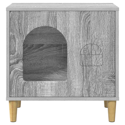 Kattenhuis 51 X 30 X 52 Cm Bewerkt Hout Grijs sonoma