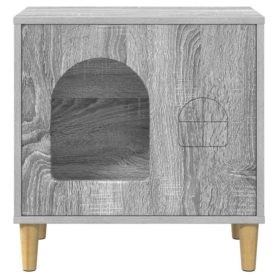 Kattenhuis 51 X 30 X 52 Cm Bewerkt Hout Grijs sonoma