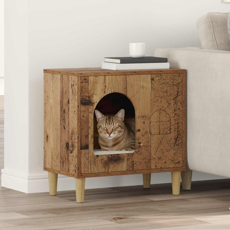 Kattenhuis Oudhout 51 X 30 X 52 Cm Bewerkt Hout Oud hout