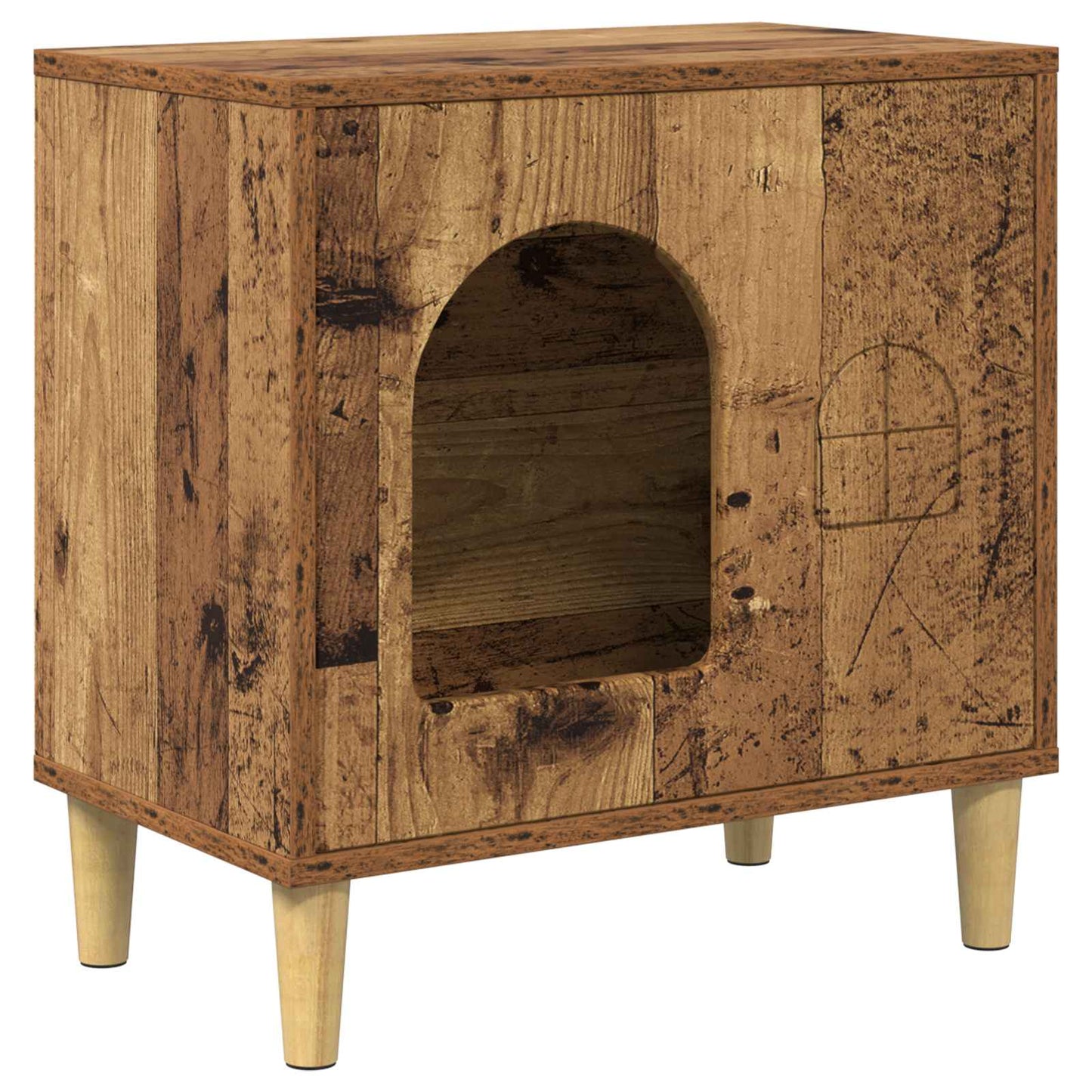 Kattenhuis Oudhout 51 X 30 X 52 Cm Bewerkt Hout Oud hout