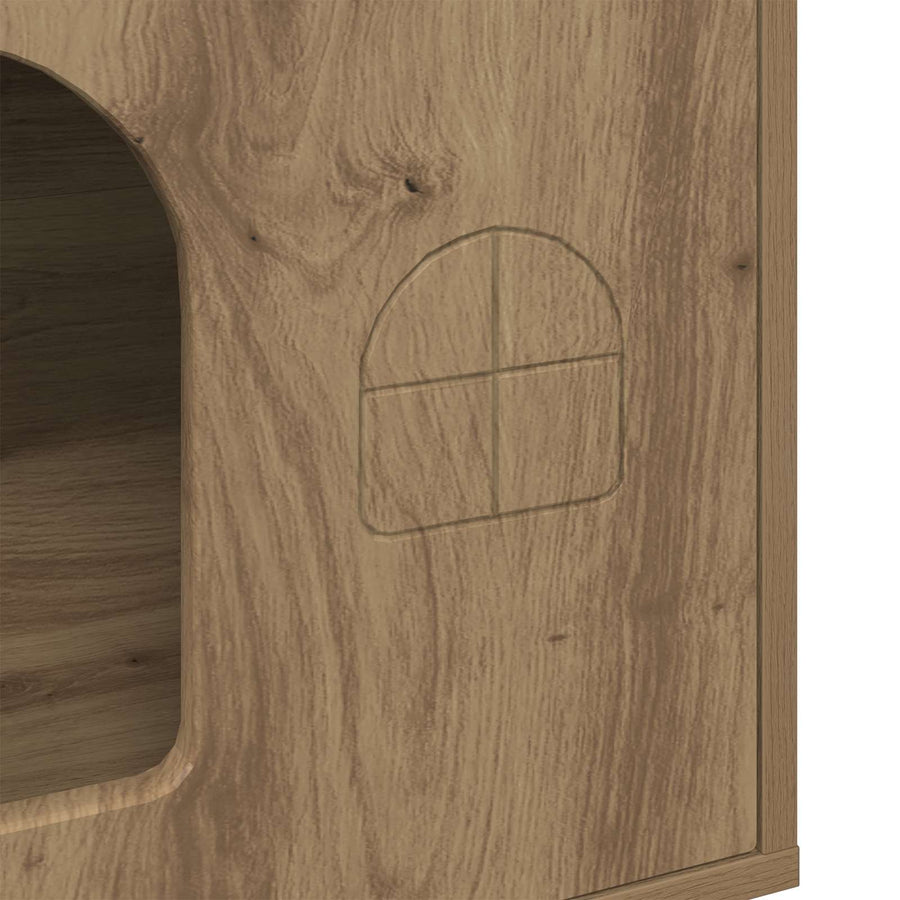 Kattenhuis Ambachtelijk Eiken 51 X 30 X 52 Cm Bewerkt Hout artisanaal eikenkleurig