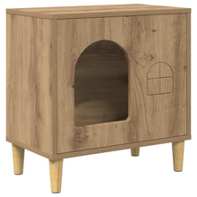 Kattenhuis Ambachtelijk Eiken 51 X 30 X 52 Cm Bewerkt Hout artisanaal eikenkleurig