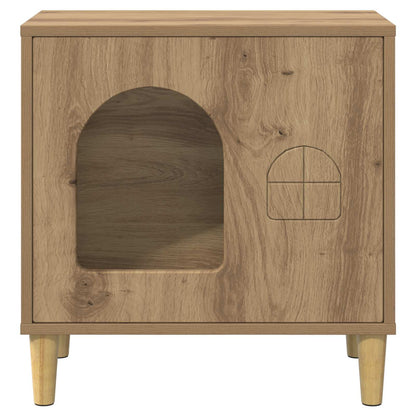 Kattenhuis Ambachtelijk Eiken 51 X 30 X 52 Cm Bewerkt Hout artisanaal eikenkleurig
