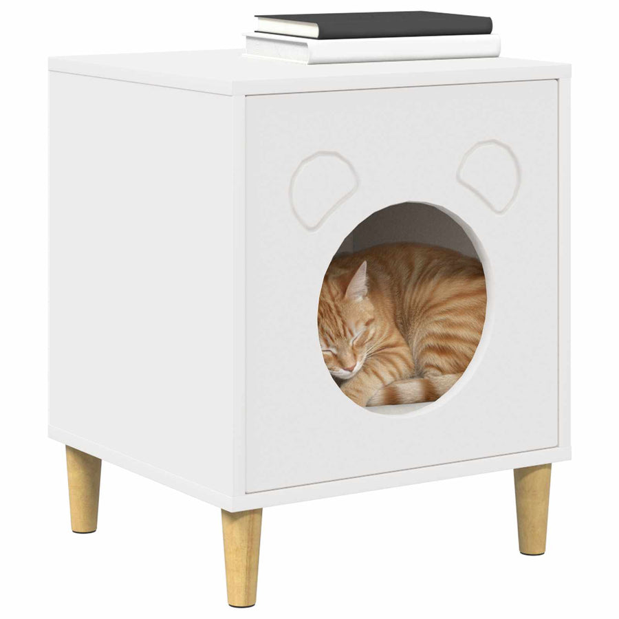 Kattenhuis Wit 42,5 x 40 x 53 cm Bewerkt hout