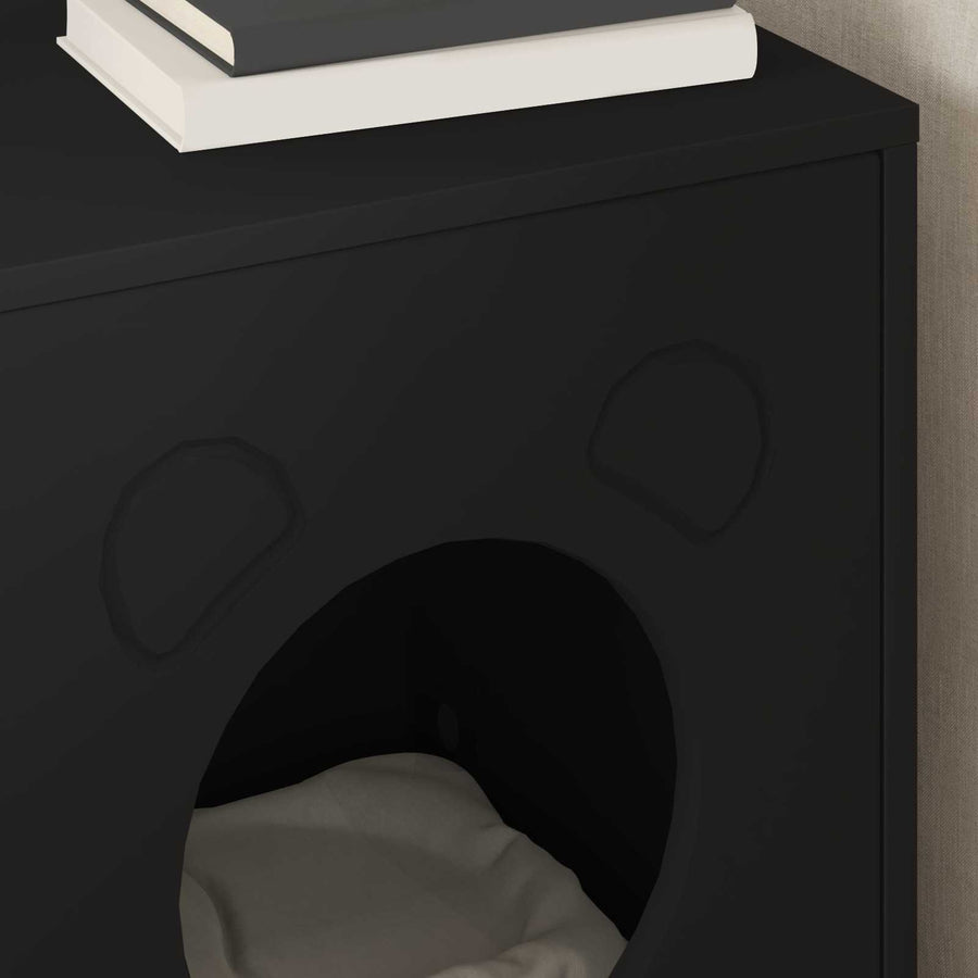 Kattenhuis Zwart 42,5 x 40 x 53 cm Bewerkt hout