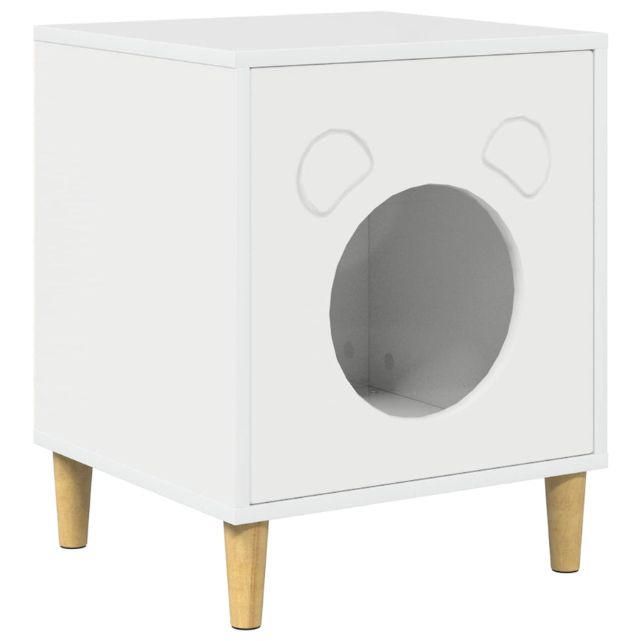 Kattenhuis Glanzend Wit 42,5 X 40 X 52,5 Cm Bewerkt Hout Hoogglans wit