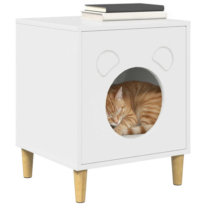 Kattenhuis Glanzend Wit 42,5 X 40 X 52,5 Cm Bewerkt Hout Hoogglans wit
