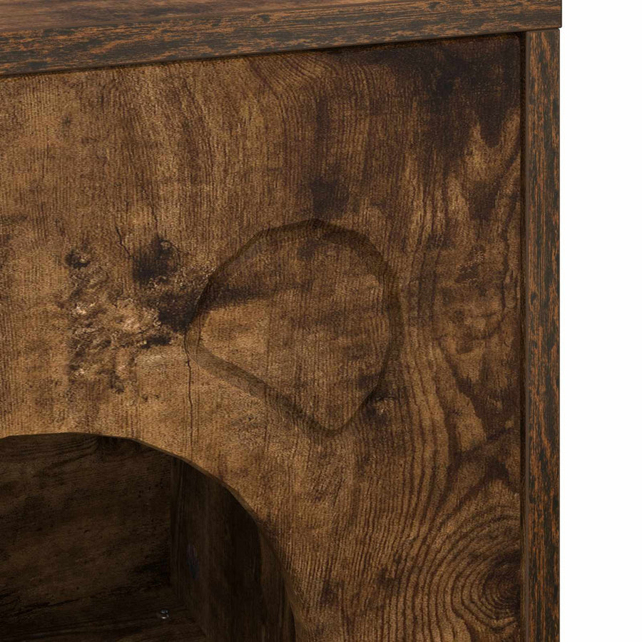 Kattenhuis 42,5 X 40 X 52,5 Cm Bewerkt Hout Gerookt eiken