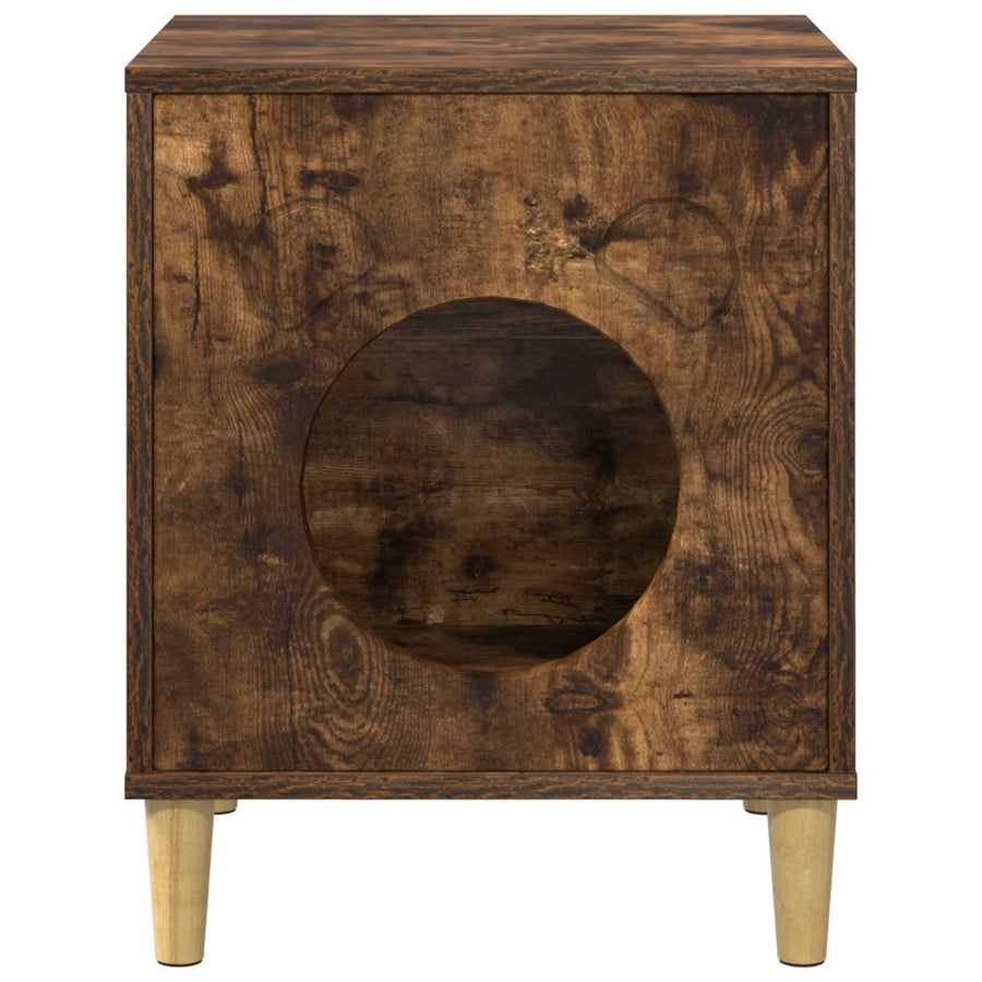 Kattenhuis 42,5 X 40 X 52,5 Cm Bewerkt Hout Gerookt eiken