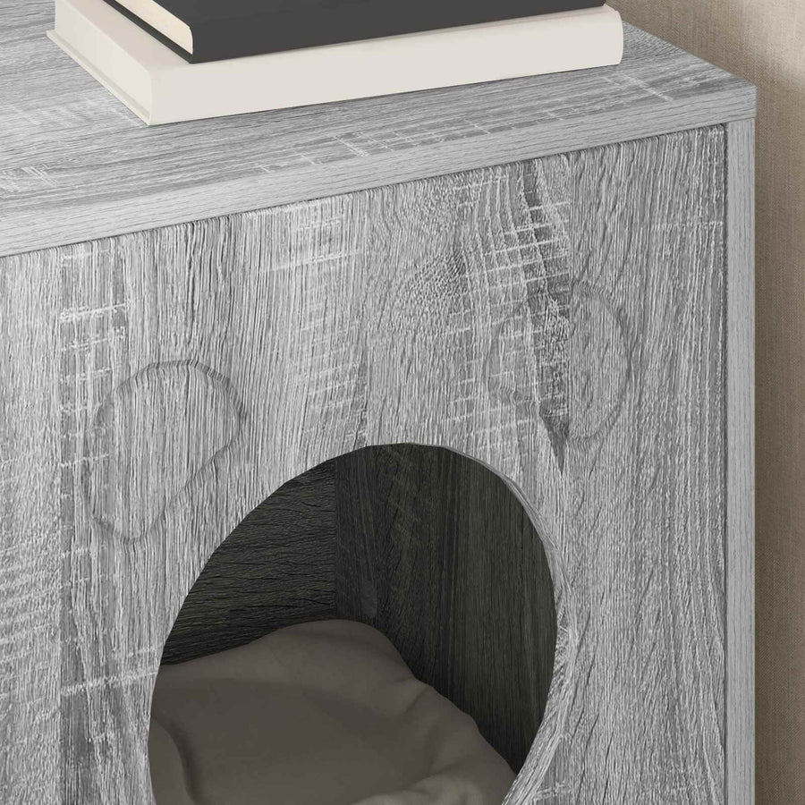Kattenhuis 42,5 X 40 X 52,5 Cm Bewerkt Hout Grijs sonoma