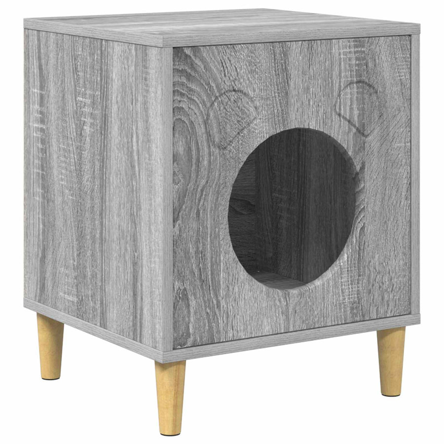 Kattenhuis 42,5 X 40 X 52,5 Cm Bewerkt Hout Grijs sonoma