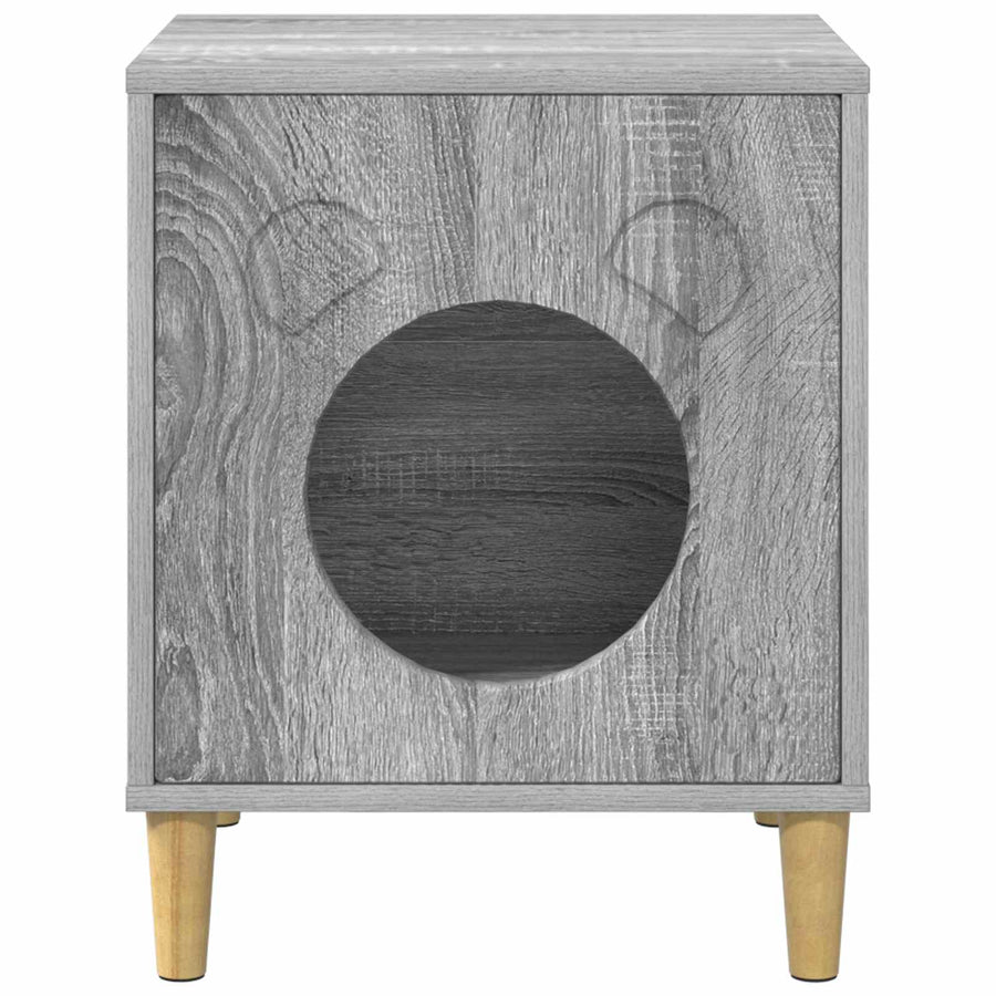 Kattenhuis 42,5 X 40 X 52,5 Cm Bewerkt Hout Grijs sonoma