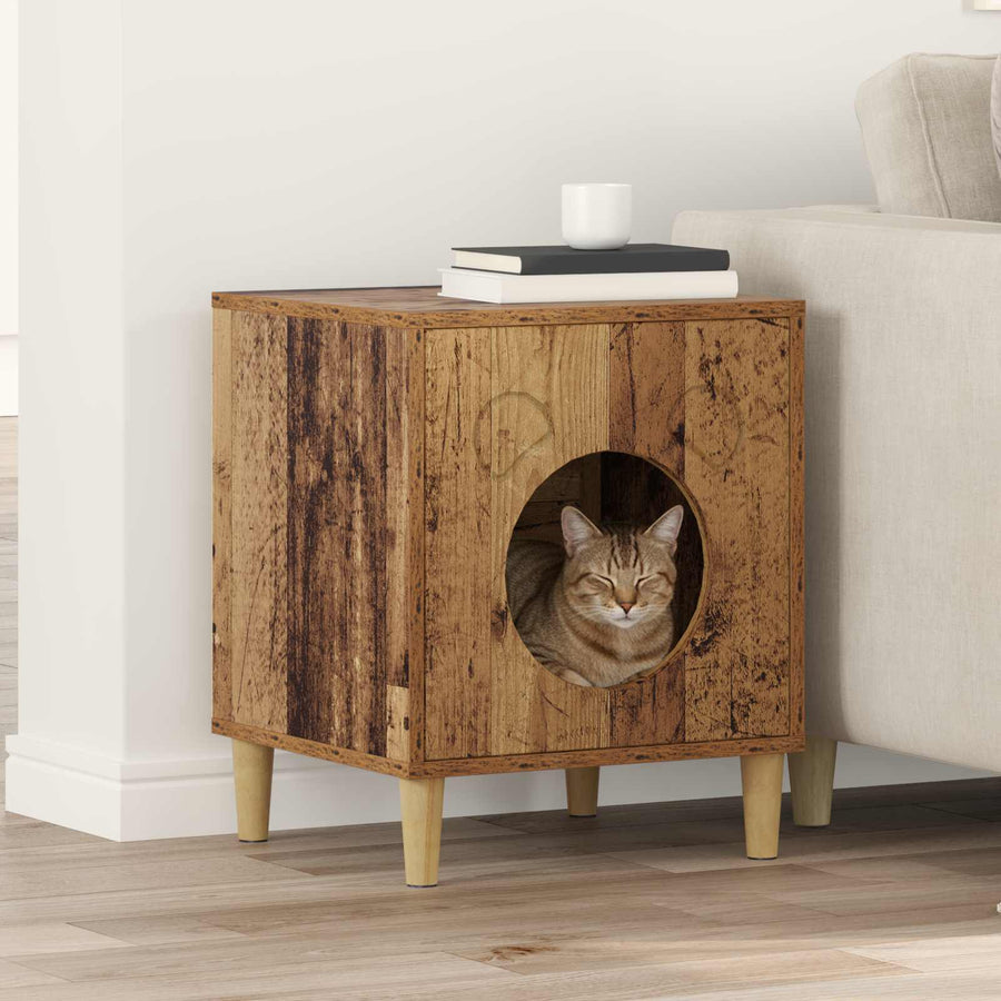 Kattenhuis Oudhout 42,5 X 40 X 52,5 Cm Bewerkt Hout Oud hout