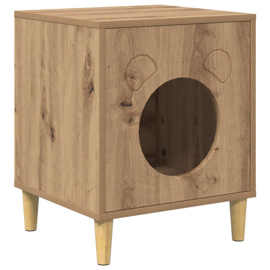Kattenhuis Ambachtelijk eiken 42,5 x 40 x 53 cm Bewerkt hout