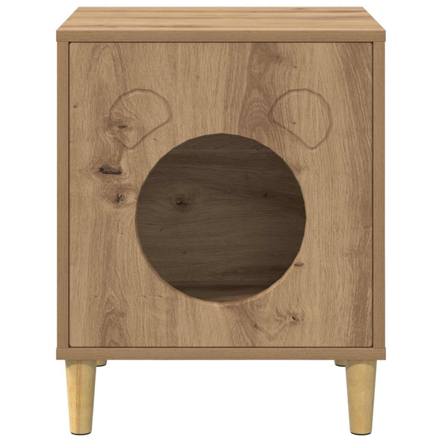 Kattenhuis Ambachtelijk eiken 42,5 x 40 x 53 cm Bewerkt hout