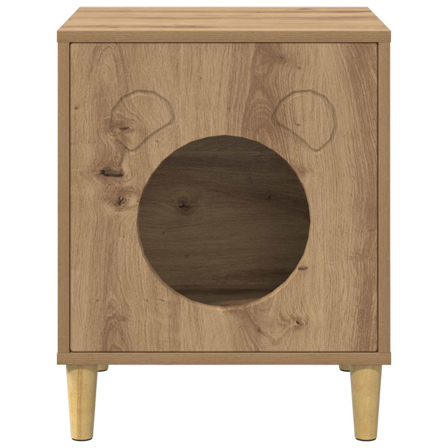 Kattenhuis Ambachtelijk eiken 42,5 x 40 x 53 cm Bewerkt hout