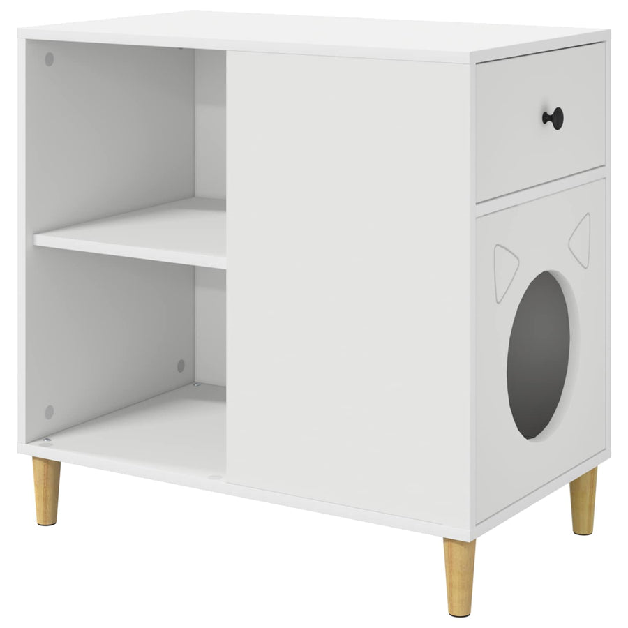 Kattenhuis 72 X 42,5 X 70 Cm Bewerkt Hout Wit