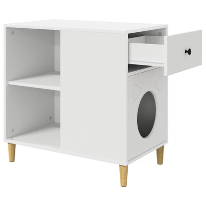 Kattenhuis 72 X 42,5 X 70 Cm Bewerkt Hout Wit