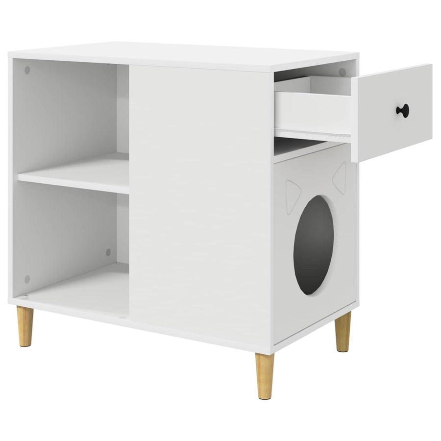 Kattenhuis 72 X 42,5 X 70 Cm Bewerkt Hout Wit