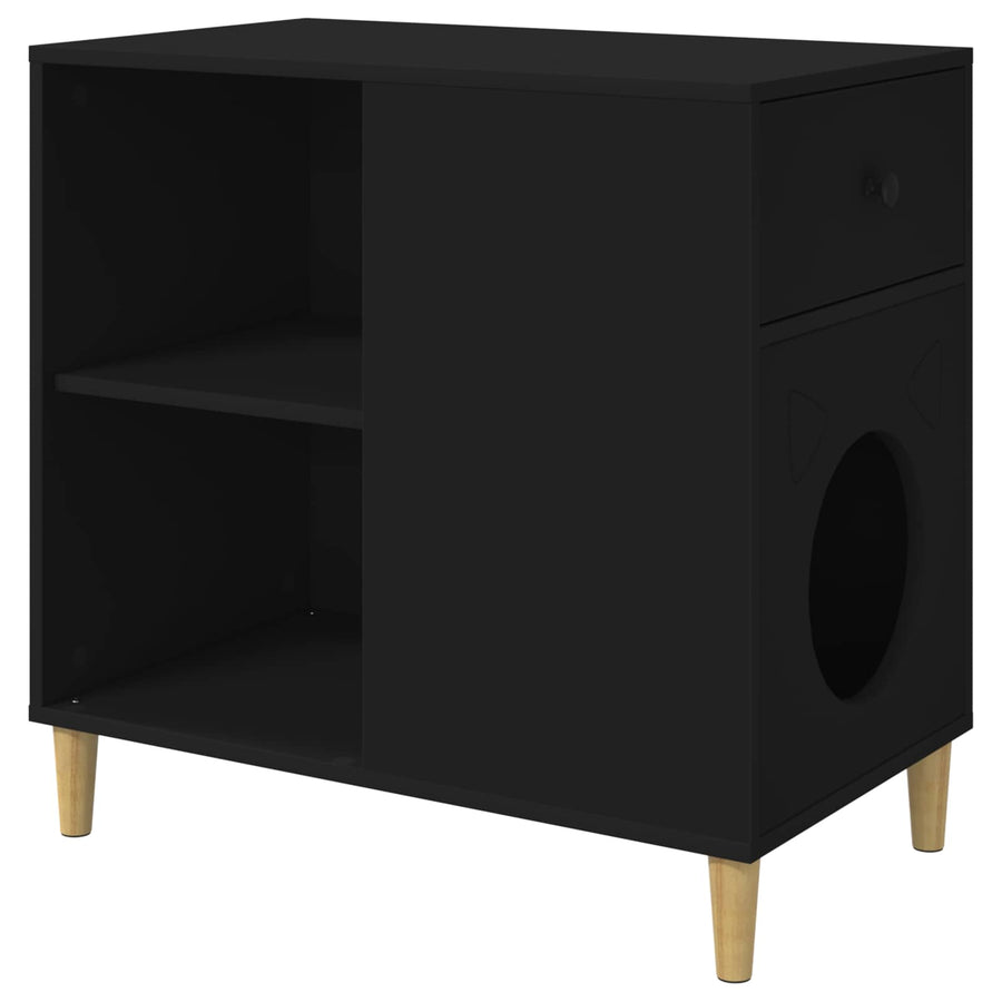 Kattenhuis 72 X 42,5 X 70 Cm Bewerkt Hout Zwart