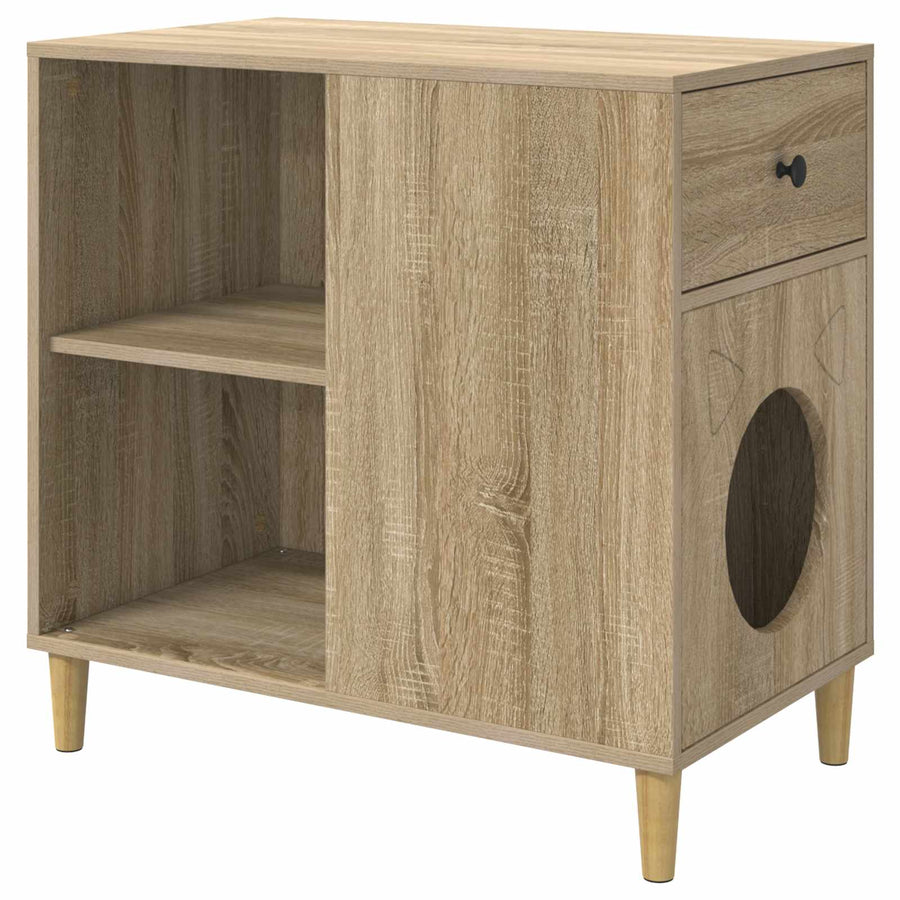 Kattenhuis Sonoma 72 X 42,5 X 70 Cm Bewerkt Hout Sonoma eiken