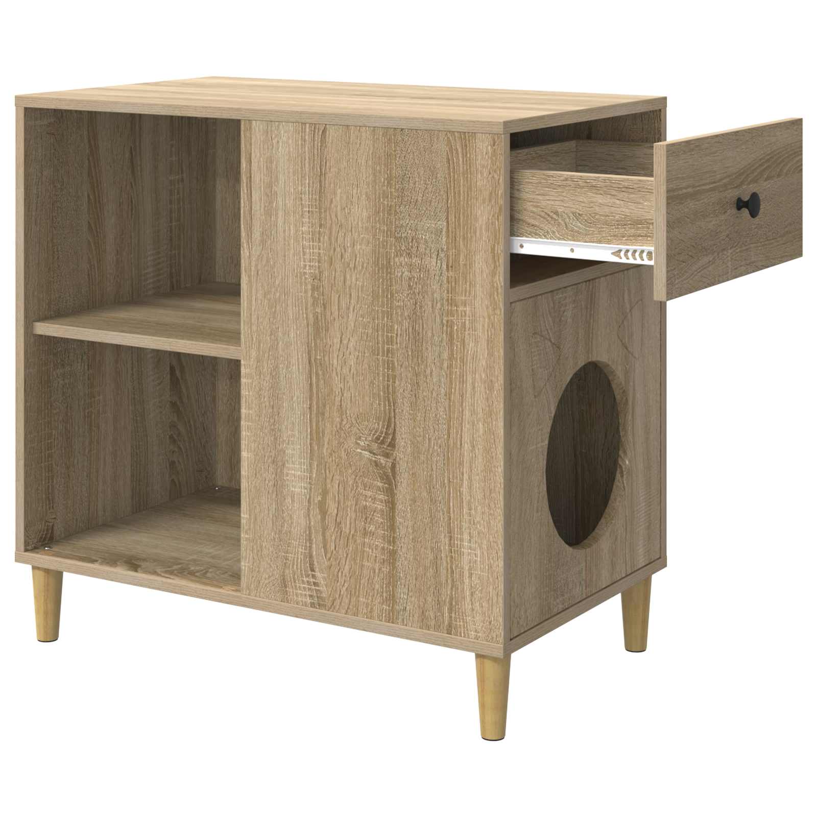 Kattenhuis Sonoma 72 X 42,5 X 70 Cm Bewerkt Hout Sonoma eiken