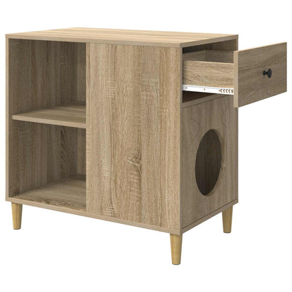 Kattenhuis Sonoma 72 X 42,5 X 70 Cm Bewerkt Hout Sonoma eiken