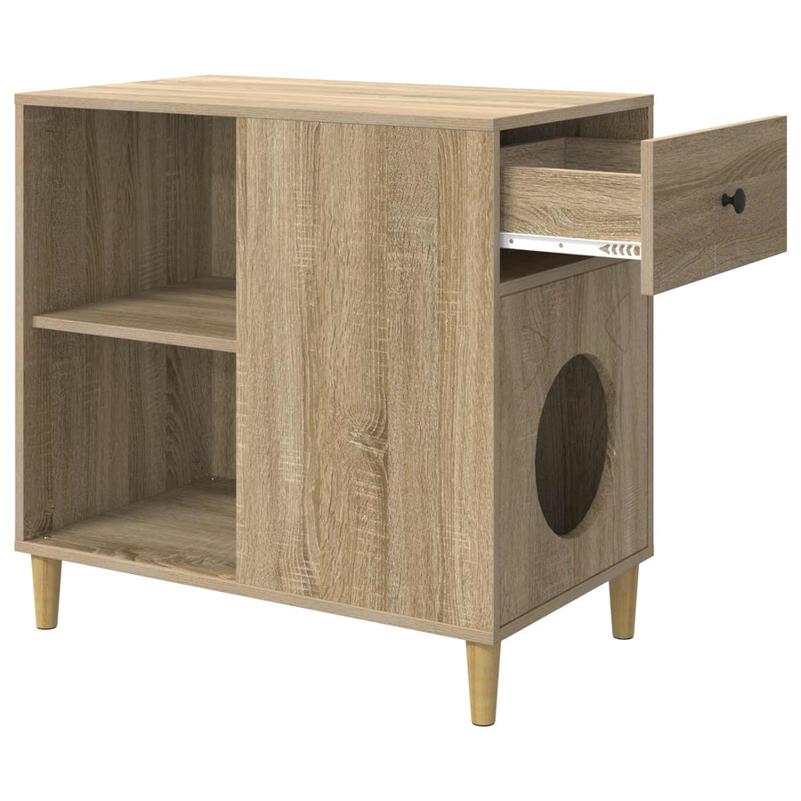 Kattenhuis Sonoma 72 X 42,5 X 70 Cm Bewerkt Hout Sonoma eiken