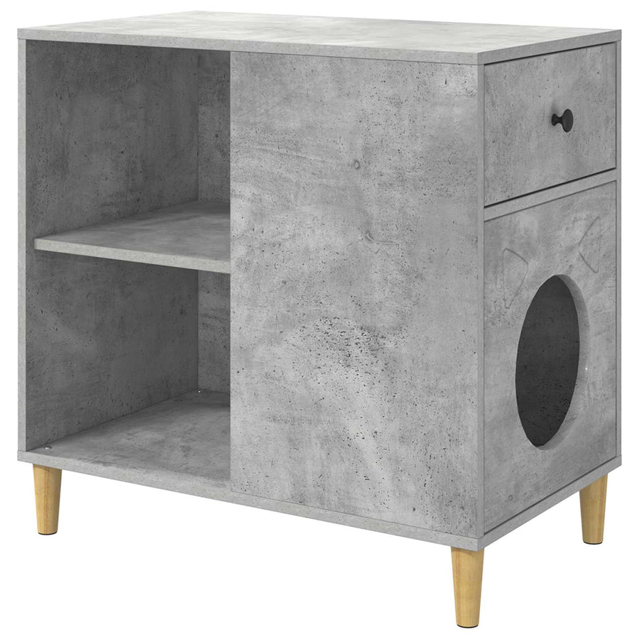 Kattenhuis Beton 72 X 42,5 X 70 Cm Bewerkt Hout Betongrijs