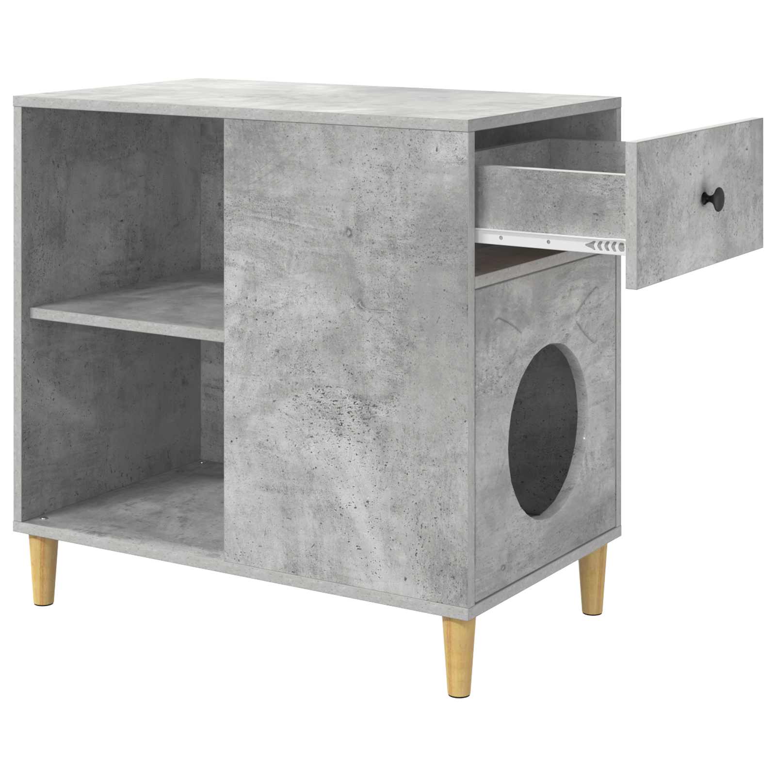 Kattenhuis Beton 72 X 42,5 X 70 Cm Bewerkt Hout Betongrijs
