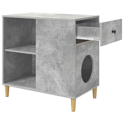 Kattenhuis Beton 72 X 42,5 X 70 Cm Bewerkt Hout Betongrijs