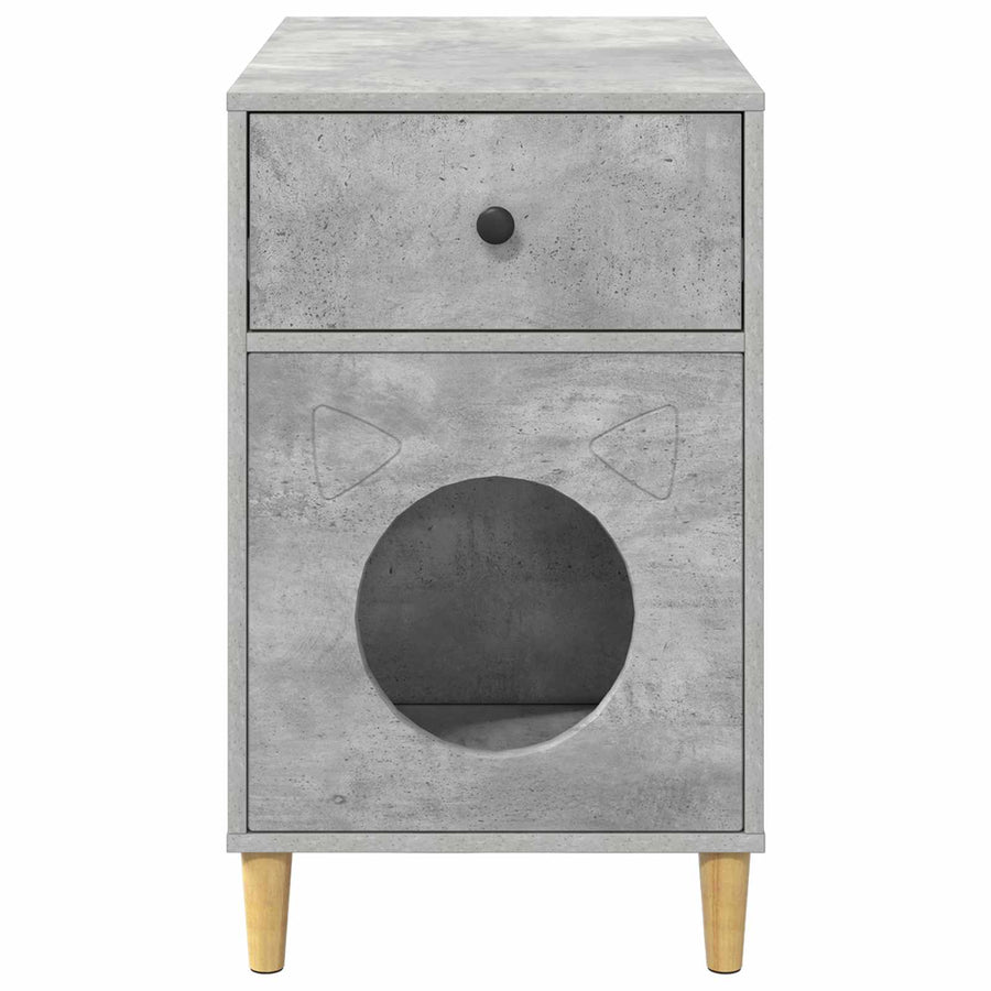 Kattenhuis Beton 72 X 42,5 X 70 Cm Bewerkt Hout Betongrijs