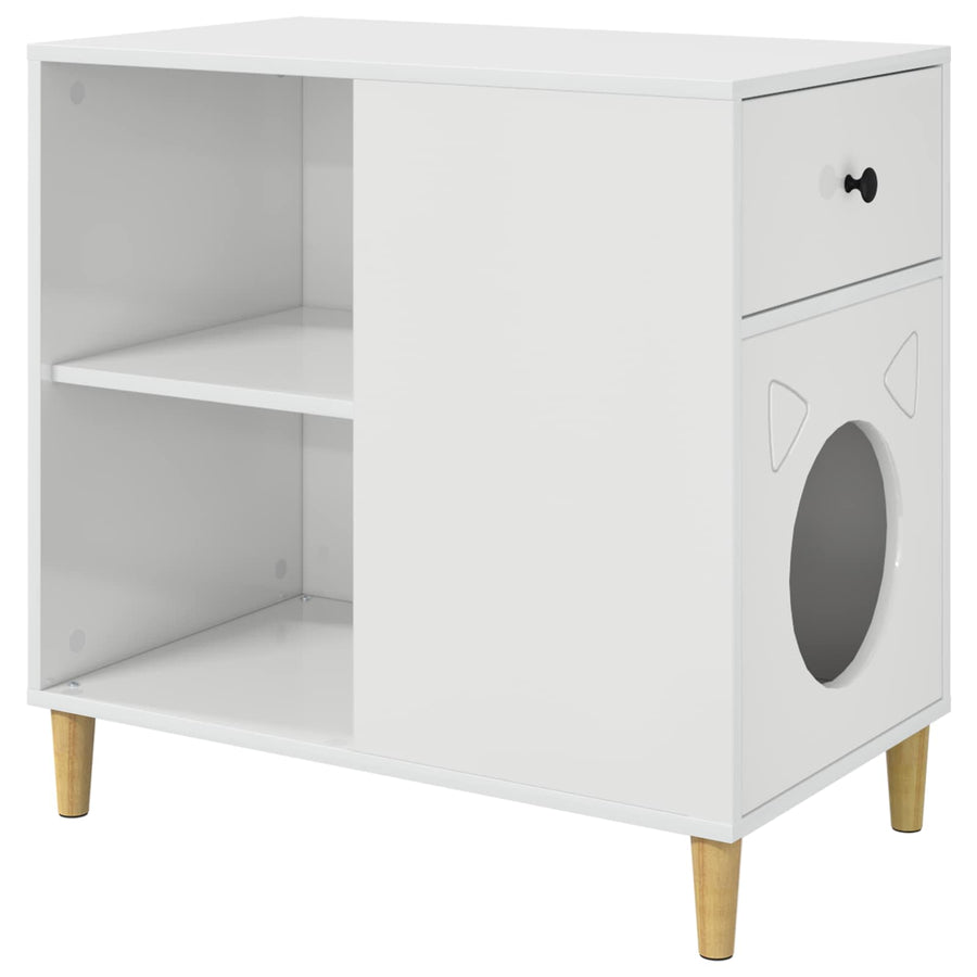 Kattenhuis Glanzend Wit 72 X 42,5 X 70 Cm Bewerkt Hout Hoogglans wit