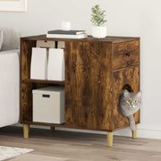 Kattenhuis 72x42,5x70 cm gerookt eiken bewerkt hout
