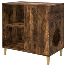 Kattenhuis 72 X 42,5 X 70 Cm Bewerkt Hout Gerookt eiken