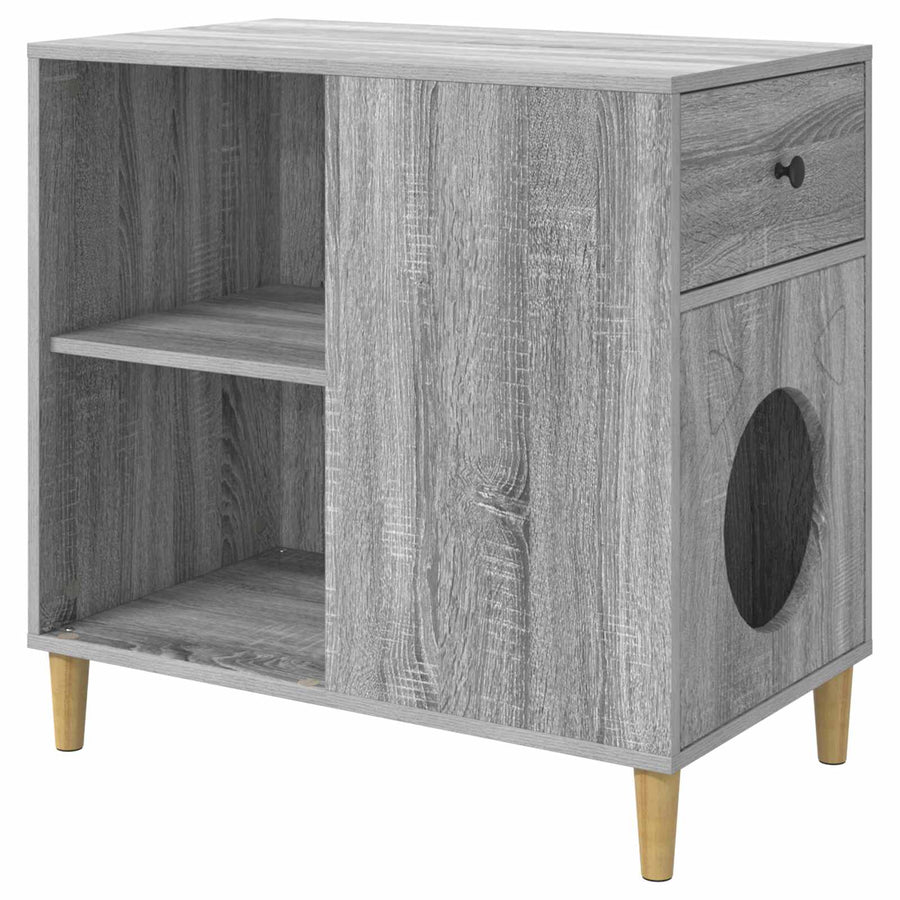 Kattenhuis 72 X 42,5 X 70 Cm Bewerkt Hout Grijs sonoma