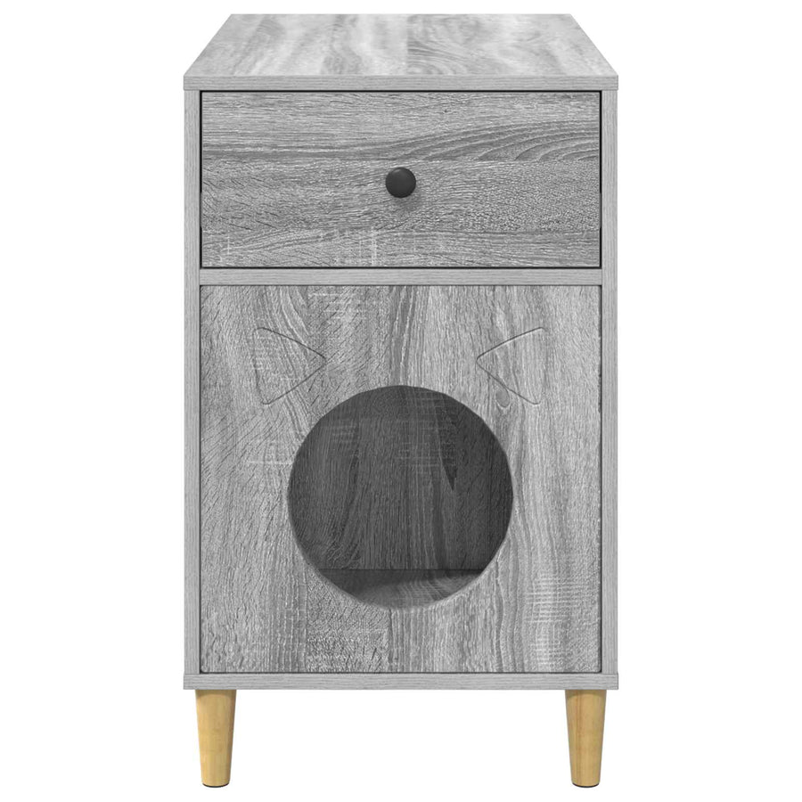 Kattenhuis 72 X 42,5 X 70 Cm Bewerkt Hout Grijs sonoma