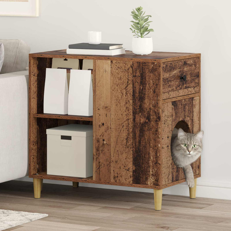 Kattenhuis Oudhout 72 X 42,5 X 70 Cm Bewerkt Hout Oud hout