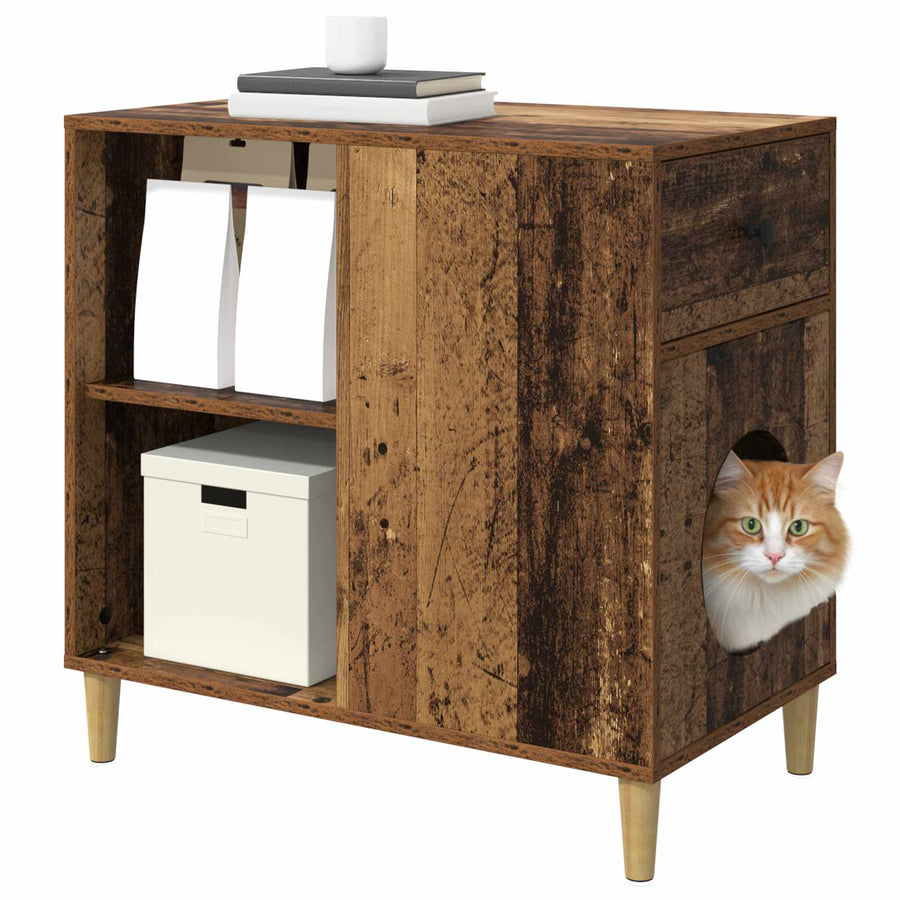 Kattenhuis Oudhout 72 X 42,5 X 70 Cm Bewerkt Hout Oud hout