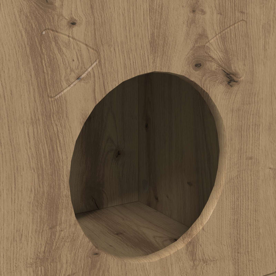Kattenhuis Ambachtelijk Eiken 72 X 42,5 X 70 Cm Bewerkt Hout artisanaal eikenkleurig