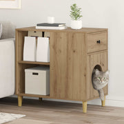 Kattenhuis bewerkt hout 72x42,5x70 cm eiken