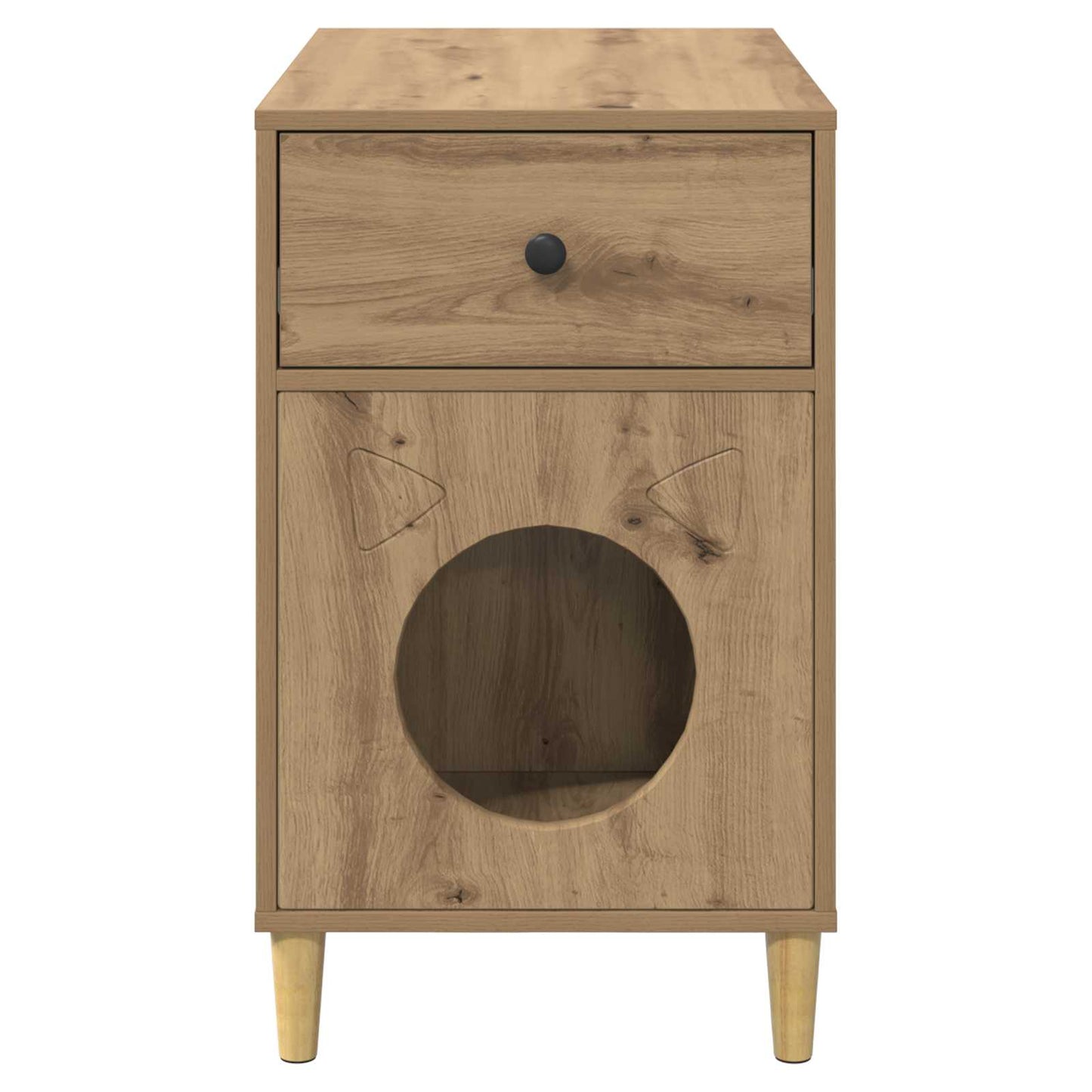 Kattenhuis Ambachtelijk Eiken 72 X 42,5 X 70 Cm Bewerkt Hout artisanaal eikenkleurig