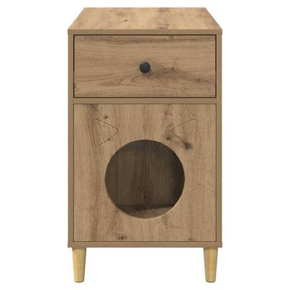 Kattenhuis Ambachtelijk Eiken 72 X 42,5 X 70 Cm Bewerkt Hout artisanaal eikenkleurig