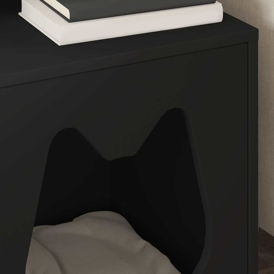 Kattenhuis Zwart 42,5 x 40 x 53,5 cm Bewerkt hout