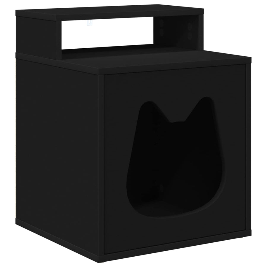 Kattenhuis Zwart 42,5 x 40 x 53,5 cm Bewerkt hout